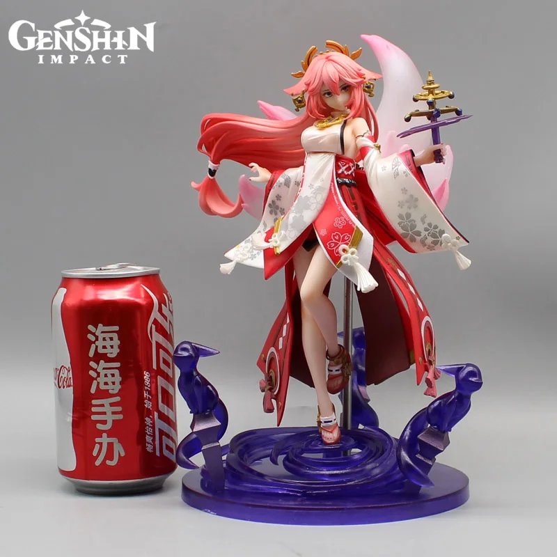 25cm Anime Genshin Impact Yae Miko Game Figure GK Sexy Fox Beauty Girl Statue Pvc Action Figurine Collection Model Toys Gift