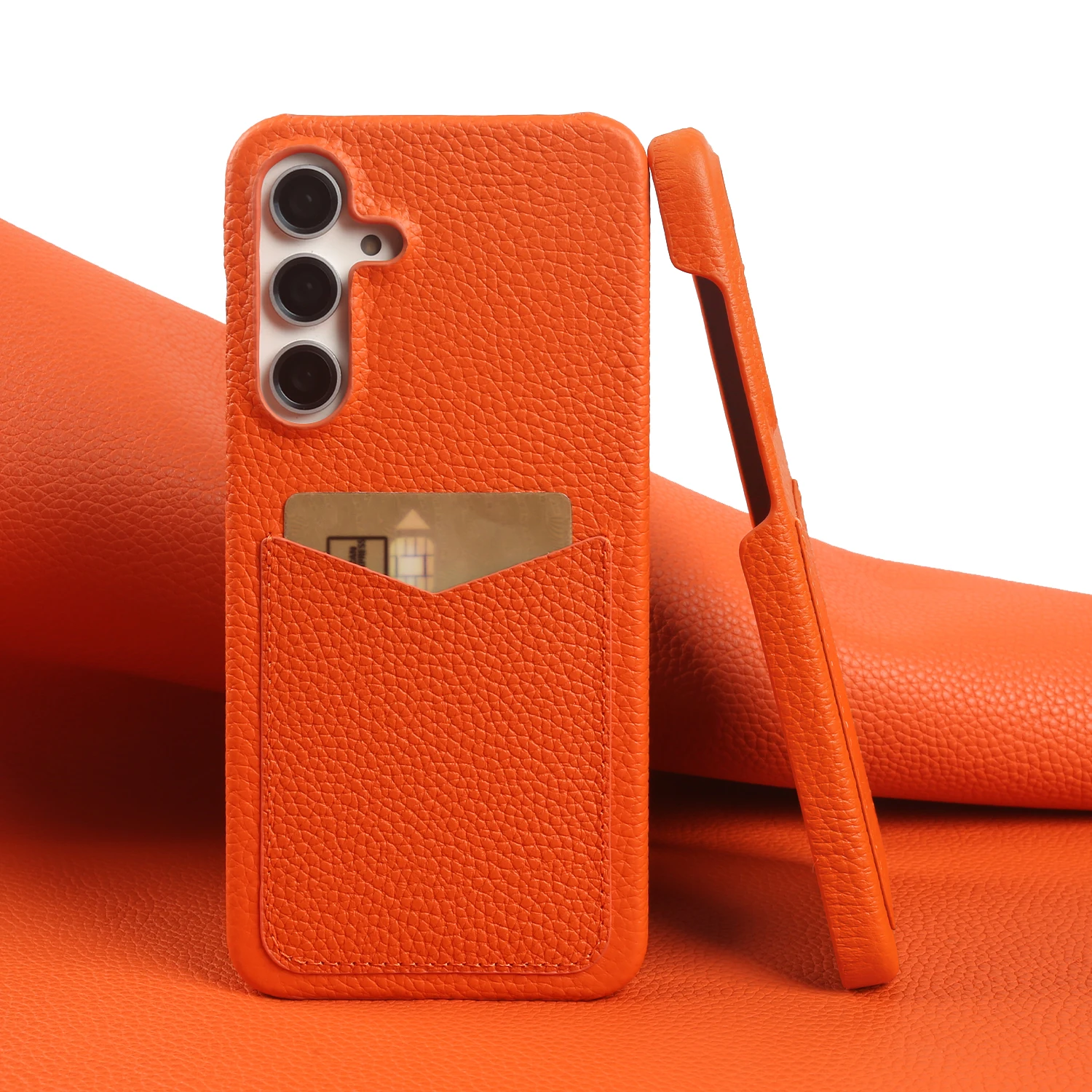 Etui Premium z przegródką na karty, wykonane z prawdziwej skóry, do Samsung Galaxy S25 FE Ultra S24 Plus S23…