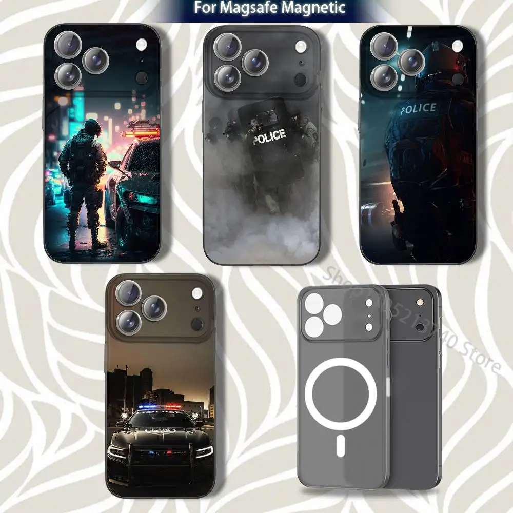 

S-SWAT P-Police F-FBI cool Phone Case For iPhone 16,14,11,17,13,15,12,Air,Plus,Pro,Max,E,Mini Grey Frosted for MagSafe Magnetic