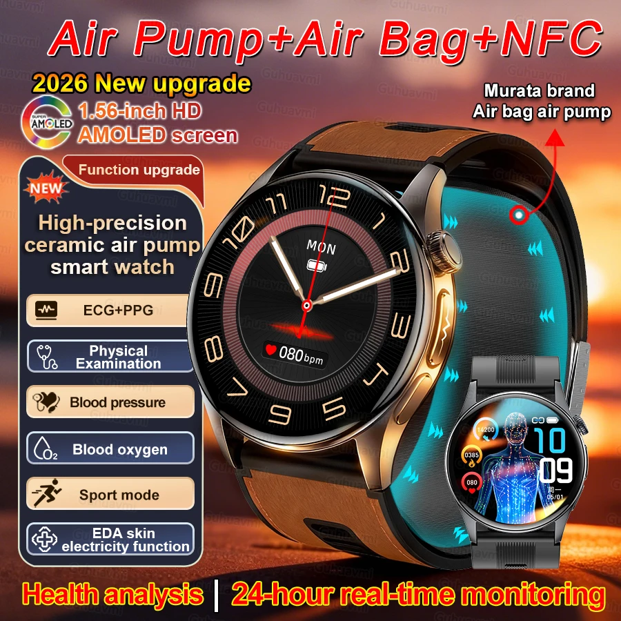 Reloj Inteligente de Salud 2026, Monitor de Presión Arterial, Grasa Sanguínea, EDA, ECG+PPG, Llamadas, Reloj Inteligente de Salud para Hombres y Mujeres, AMOLED