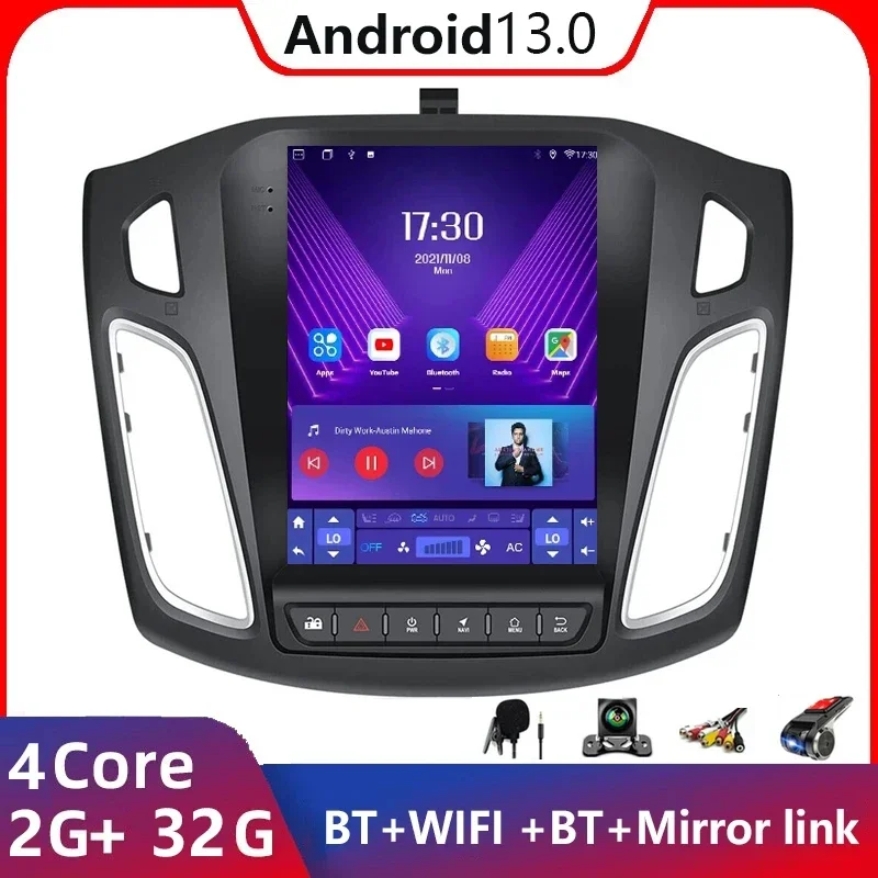 

9" 2 Din Android 13 4G WiFi Car Radio Multimedia Player for Ford Focus 3 Mk3 2011-2019 Carplay Android Auto GPS Navigation