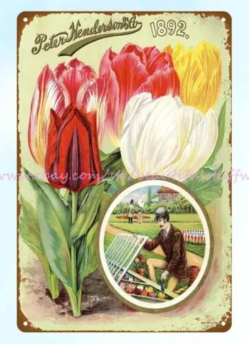 kitchen wall 1892 Peter Nenderson Tulips Bulbs, plants seeds metal tin sign