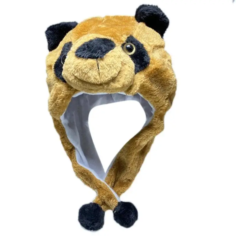 652F Topi Beanie Boneka Hewan Gaya Baru Topi Hangat Super Lembut dengan Penutup Telinga Kostum Cosplay Berbulu Topi Musim Dingin