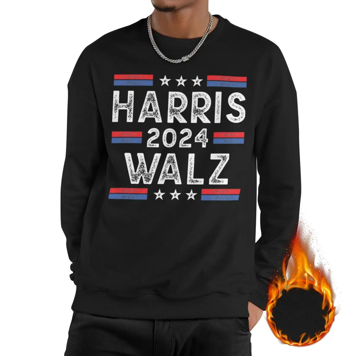 

Casual Harris Walz 2024 Election Sweatshirt Unisex Fleece Lined Long Sleeve Shirts Warm Sweatshirts Hoodie