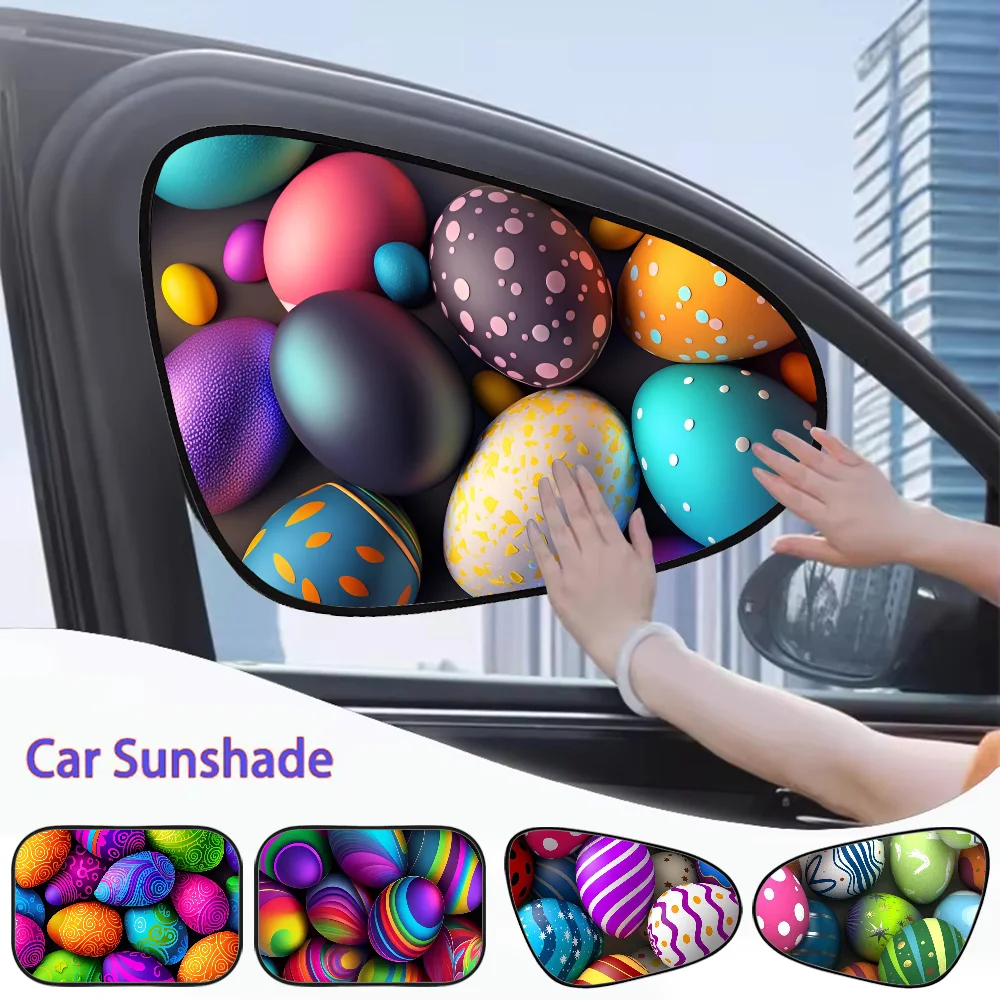Plein d'oeufs jour de pâques voiture fenêtre latérale pare-soleil 1 paquet soleil éblouissement rayons UV Protection pour enfant bébé fenêtre latérale pare-soleil