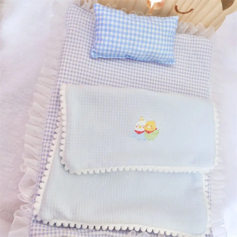 Ecolhedor 20cm boneca cama acessórios boneca cama macia boneca colcha travesseiro boneca saco de dormir brinquedo diy