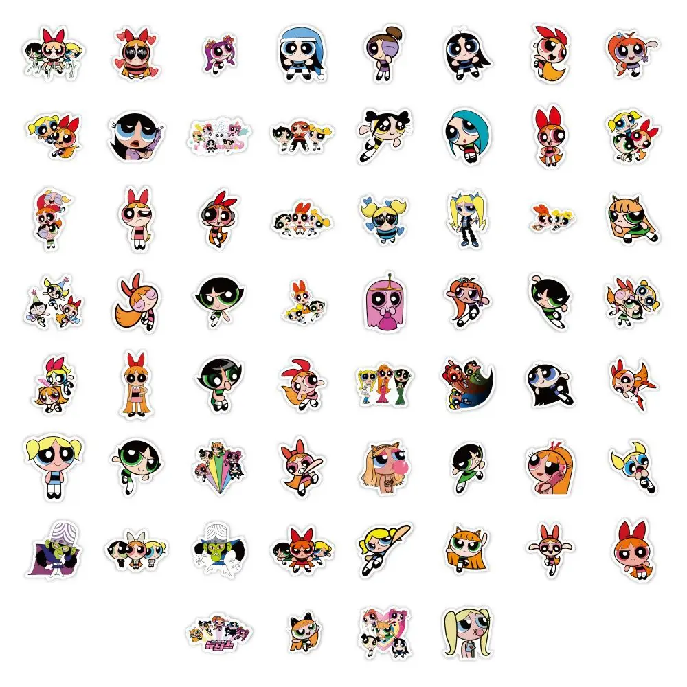 60 قطعة ملصقات شخصية الفتيات Powerpuff كتيب Kawaii الفتيات ملصقات مقاومة للماء ذاتية الصنع حقيبة كوب ماء غرفة نوم حلية S