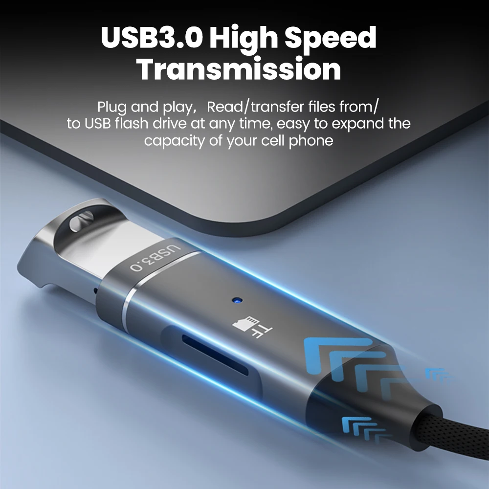 Elough 2 في 1 نوع c إلى USB3.0 OTG محول قارئ بطاقات الهاتف المحمول آيفون 1516 سامسونج قارئ بطاقات TF عالي السرعة #3