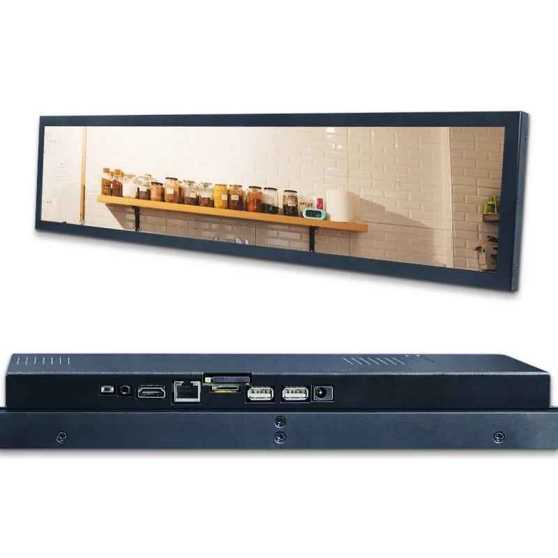 Display pubblicitario versatile con barra allungata per negozi al dettaglio, aeroporti, metropolitana, istruzione, visualizzazione medica di benvenuto