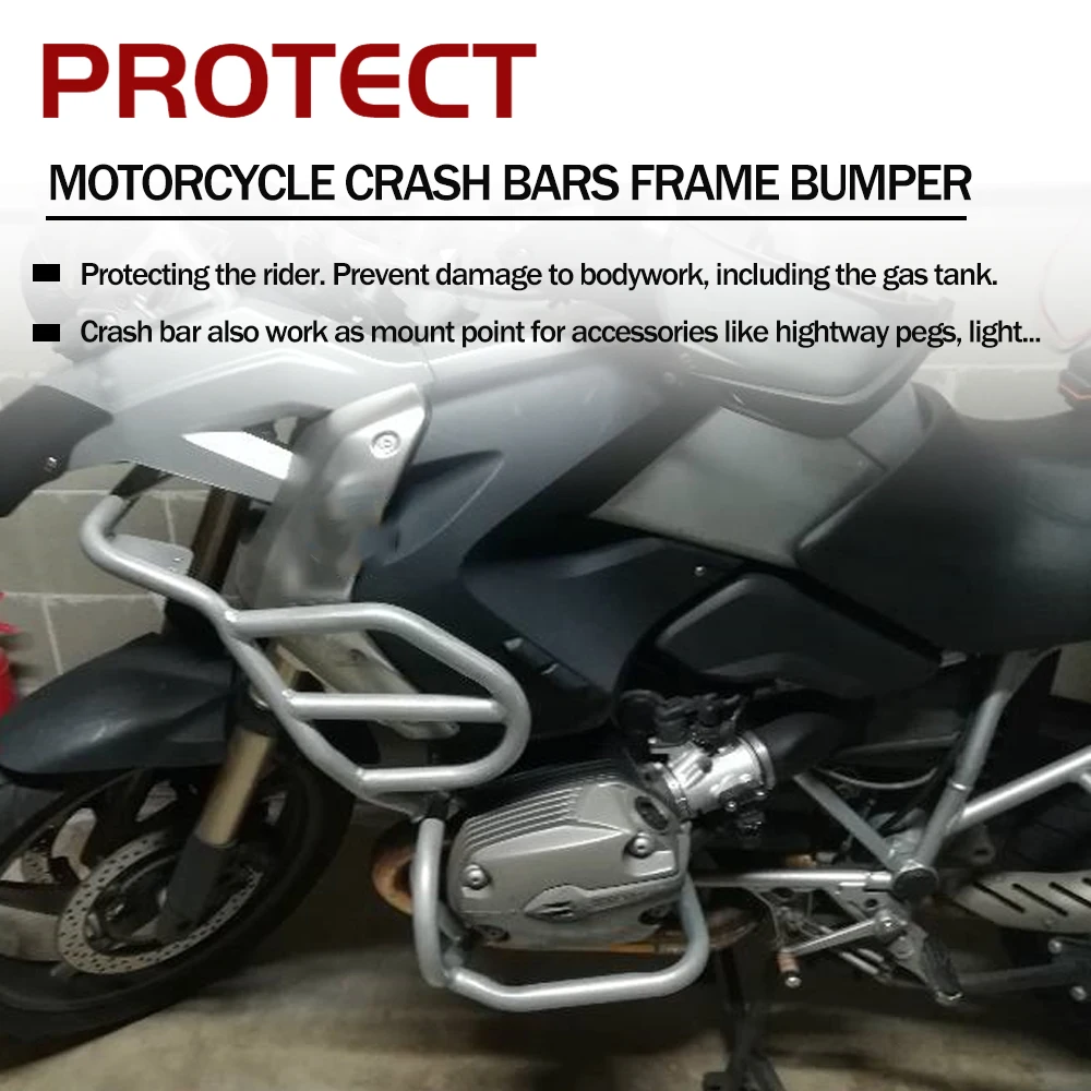 Motorcycle Upper Lower Crash Bar Engine Tank Protector Bumper Chassis Frame Guard For BMW R1200GS R1200 GS Oil Cooled 2008-2012