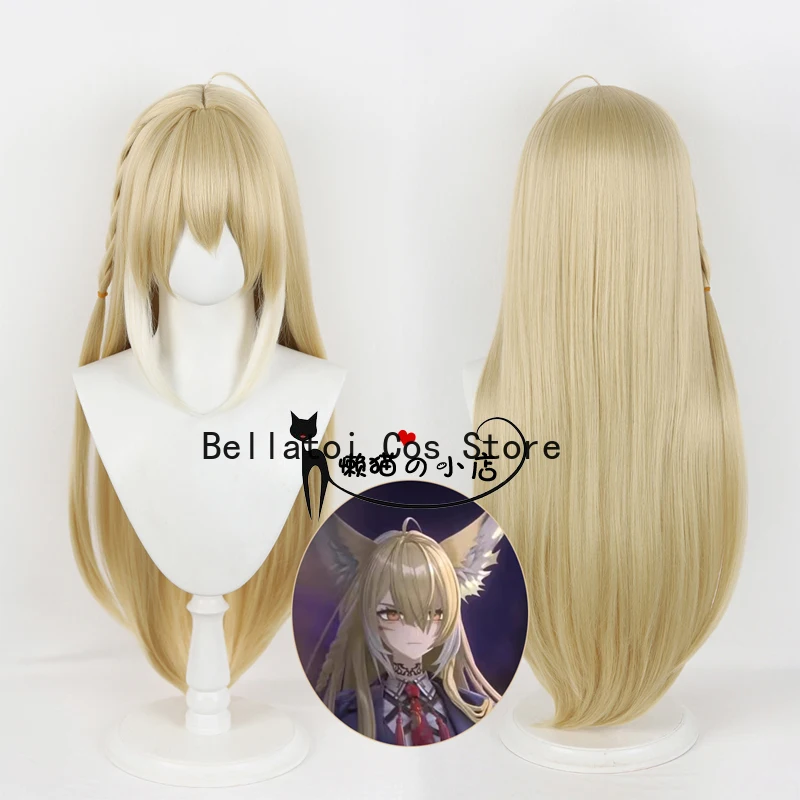 Vulpisfoglia Cosplay Game Arknights Costume Wig  Vulpisfoglia Hair Okra Yellow Long Hair Wig For Hallowen Play Role Props