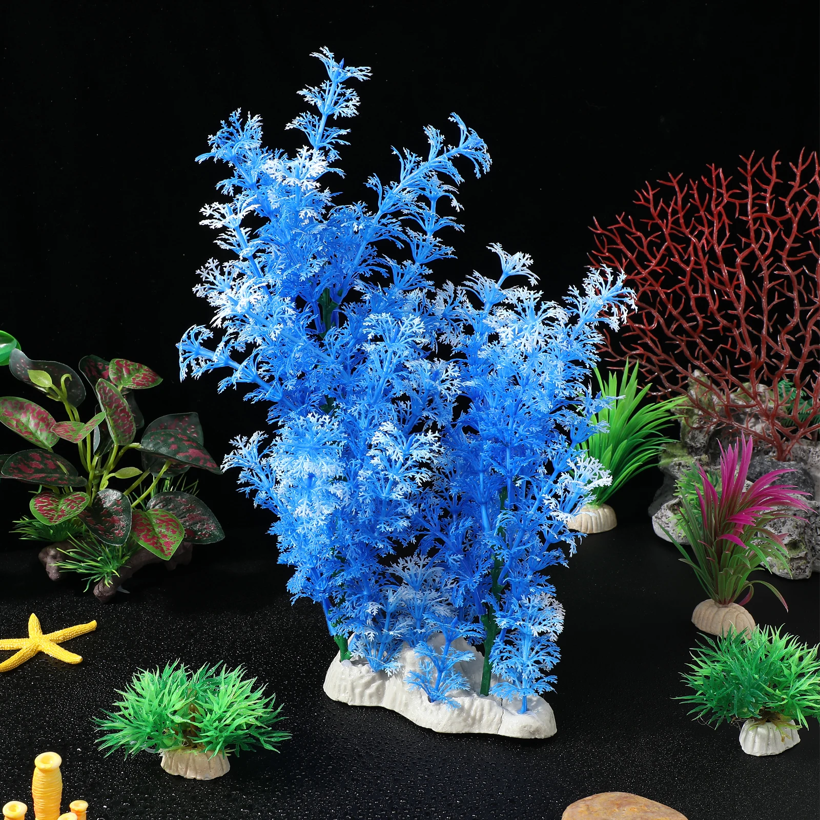 

Blue Aquatic Grass Decoration for Fish Tank Aquarium Plants Plastic Décor Vivid Color Non Fading Safe Durable Pet Supplies