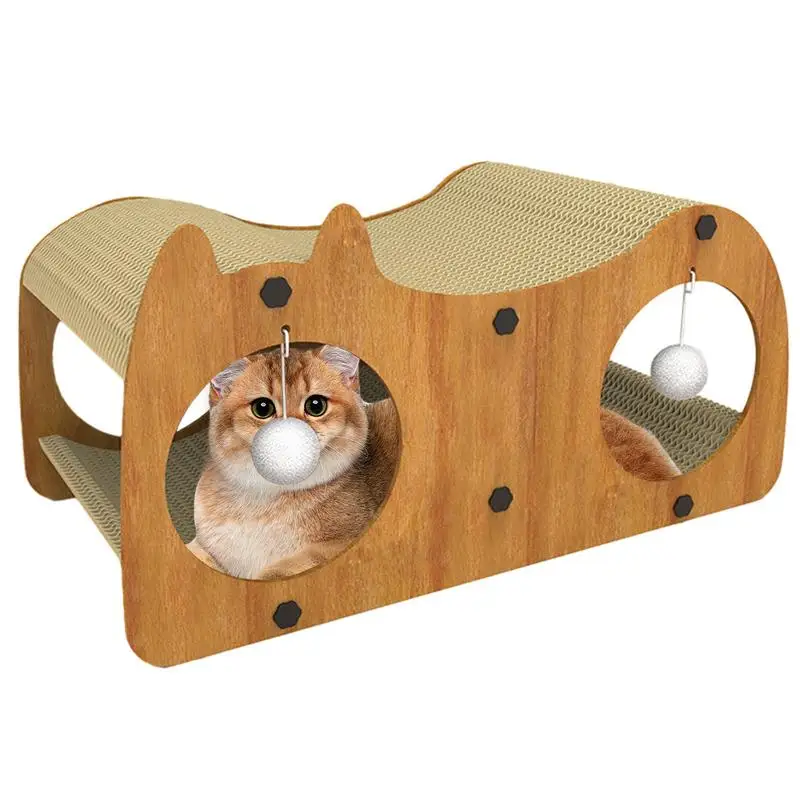 Cat Scratcher Tunnel Cardboard Cat House Tunnel Integrated Cat Scratching Post For Indoor Cats For Furniture Protection Fun