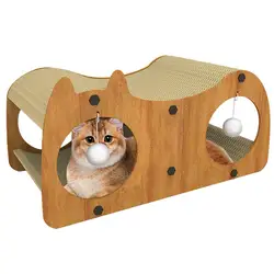 Cat Scratch House Cardboard Cat House Tunnel Integrated Cat Scratching Post For Indoor Cats For Furniture Protection Fun