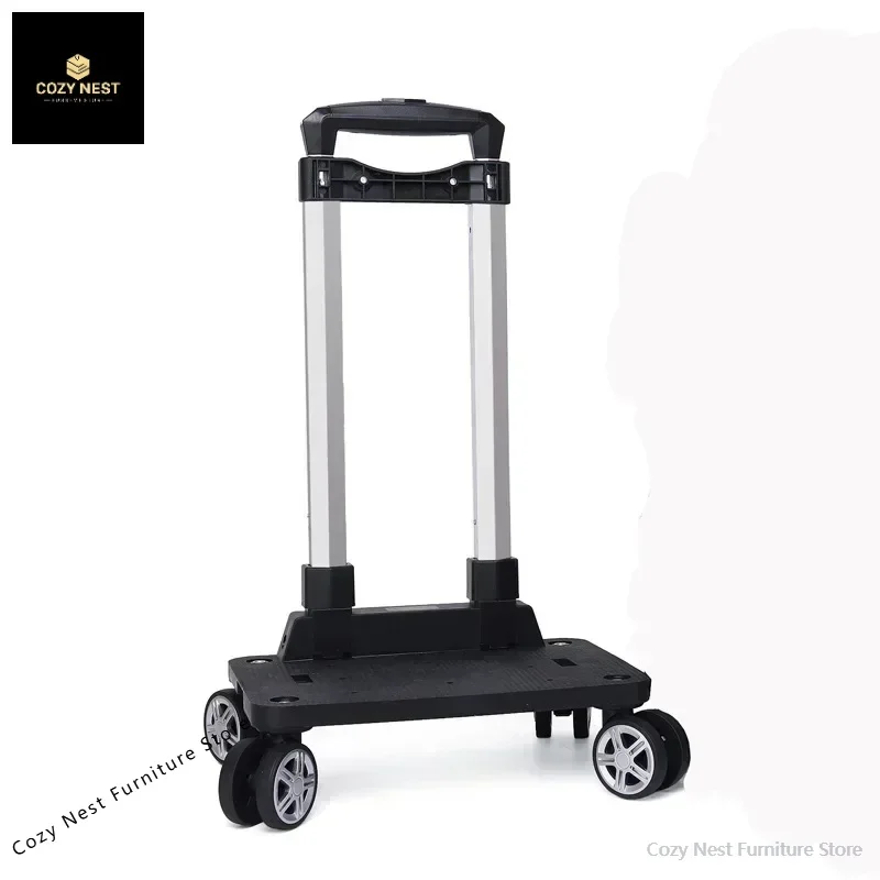 Portable 4/5 Wheel Trolley Rack Aluminum Alloy Foldable Pullling Rod Carrier for Student Backpack Pet Bag Load Bearing 15kg
