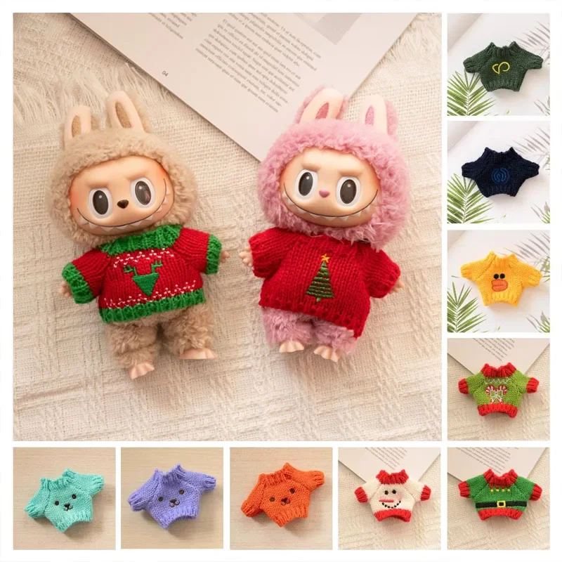 

Labubu Doll'S Clothing Christmas Knitted Sweater Cut Anime Sit Down Party Toy Decoration for Mini Plush Doll Clothes Gifts