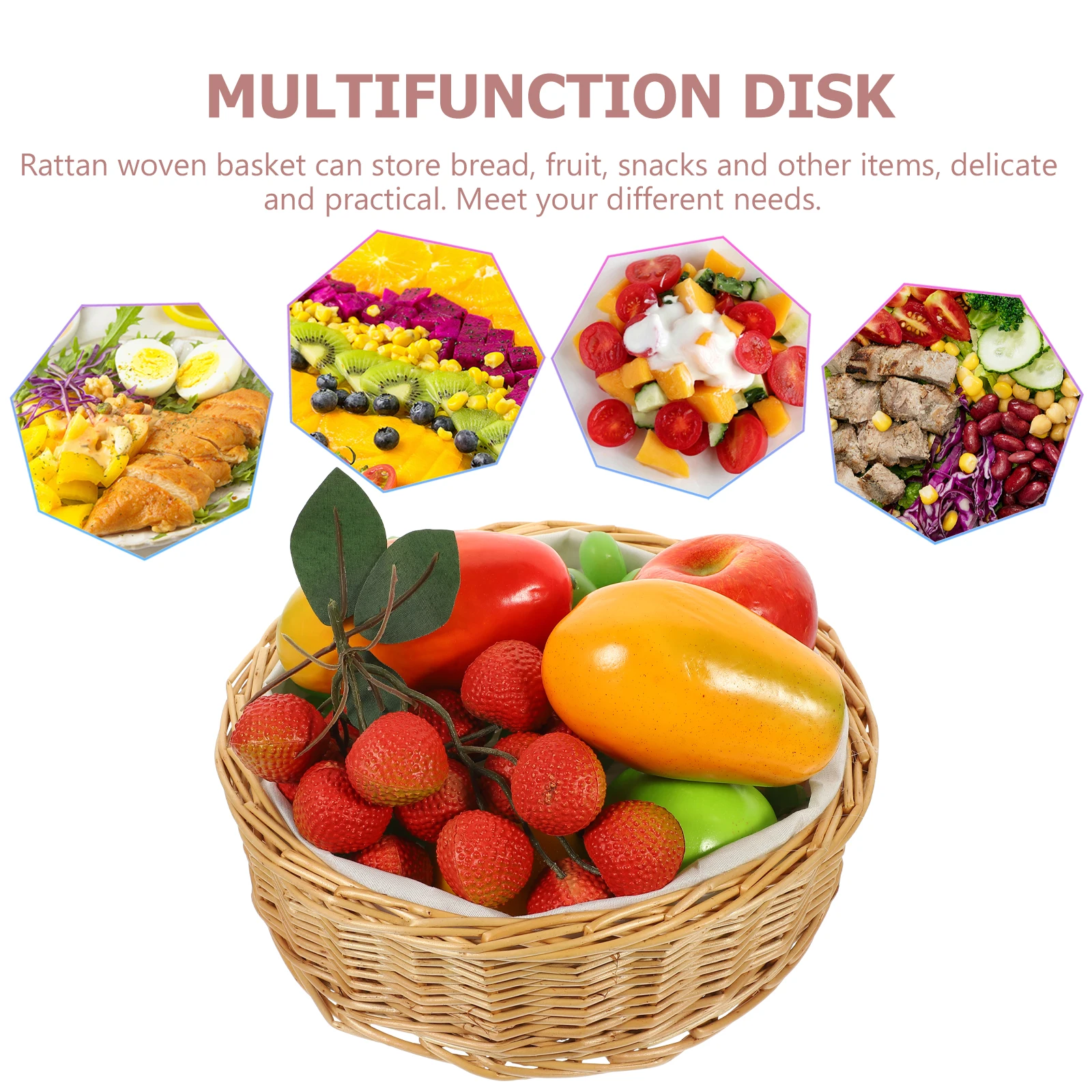 

Wicker Basket Multi-Functional Woven Snack Holder Portable Fruit Storage Organizer Home Kitchen Decor Gift Woven Basket