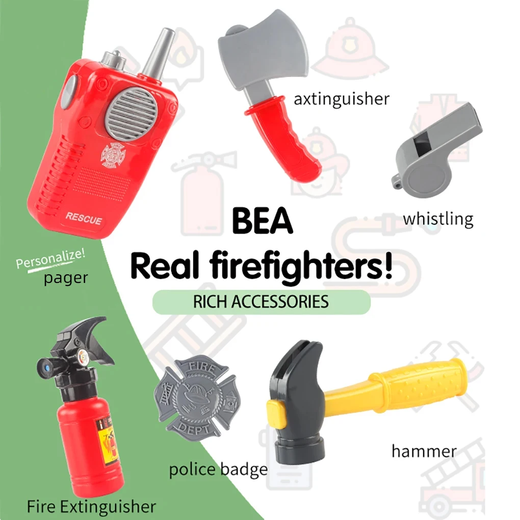 7Pieces Firefighter Tools Toy with Bag Home Exquisite Funny Cosplay Toys Simulated Fireman Props Role Play Games Children Gift