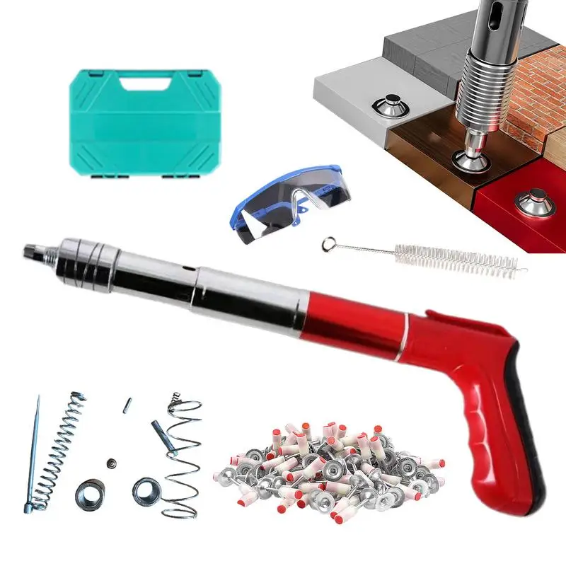 Cloueuse Pneumatique Compacte à Air 62 Broches Manuelle, Cloueuse avec 100 Vitesses N64.5, Outil de Fixation pour Murs de Briques Rouges