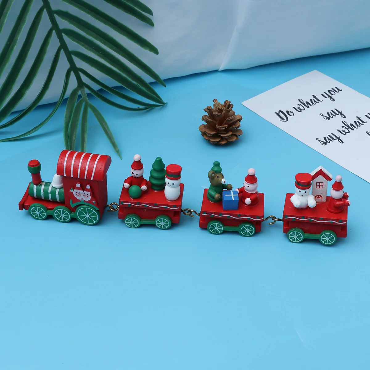 

Premium Wooden Mini Train Ornament Red Tiny Design Beautiful Color Christmas Hanging Decoration for Kindergarten Bar Hotel Home
