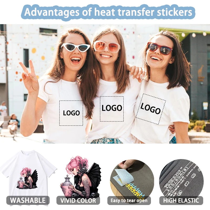 Bulk Customization Logo Iron On Transfer Decals Clothing Thermoadhesive Patches on Clothes Applique Thermal transfer stickers