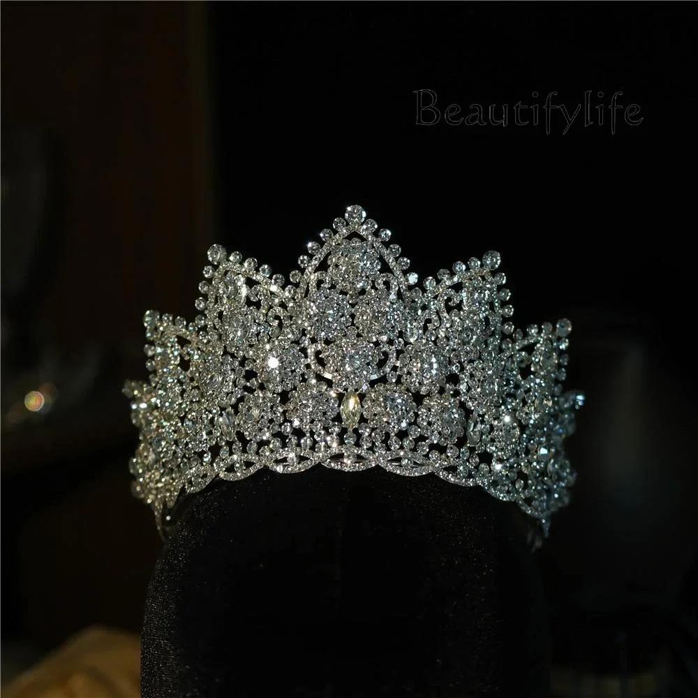 High-end French luxury full diamond bridal crown headgear wedding dress hair accessories styling crown