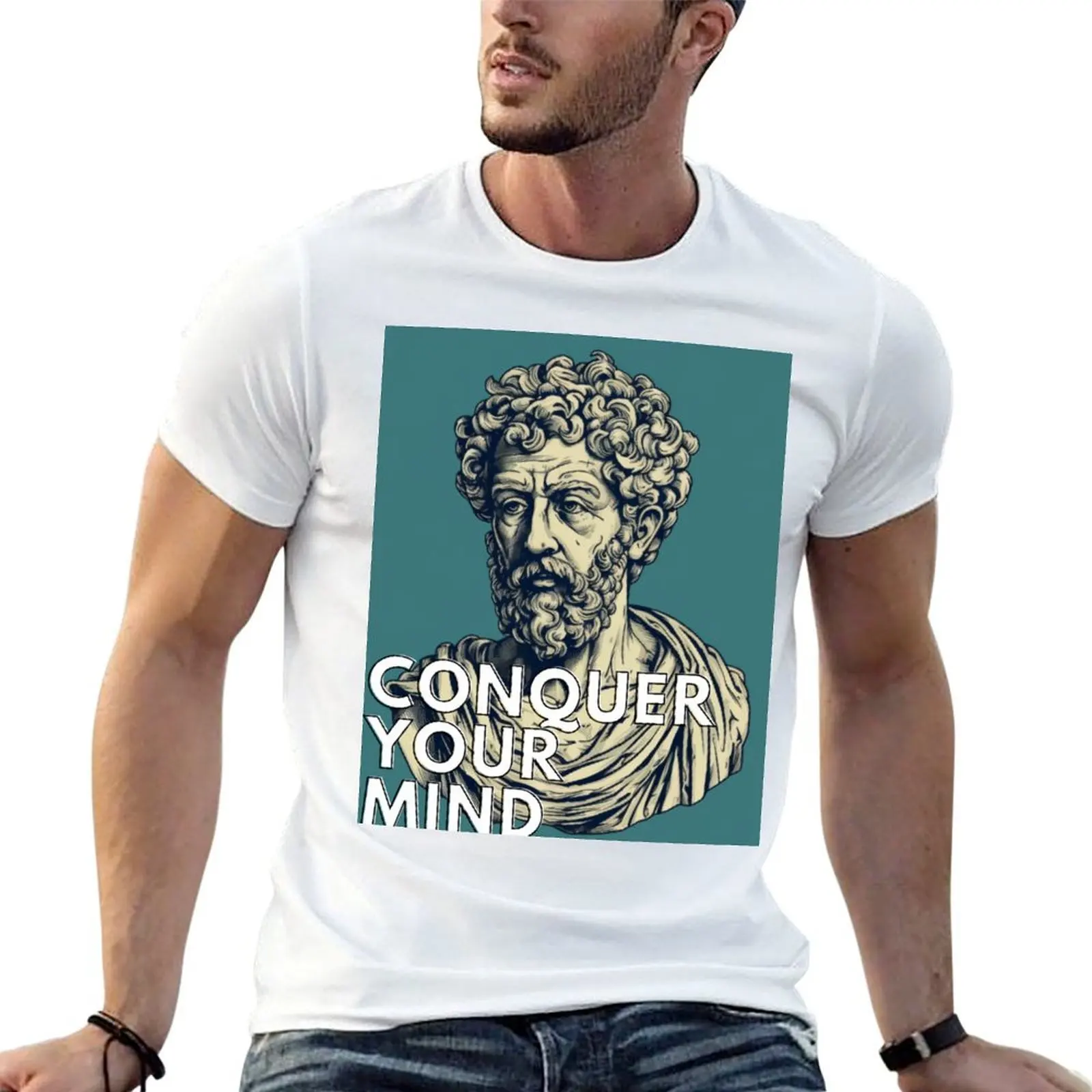 Stoics Illustration Marcus Aurelius Conquer your mind T-Shirt T-shirt athlétique anti-humidité