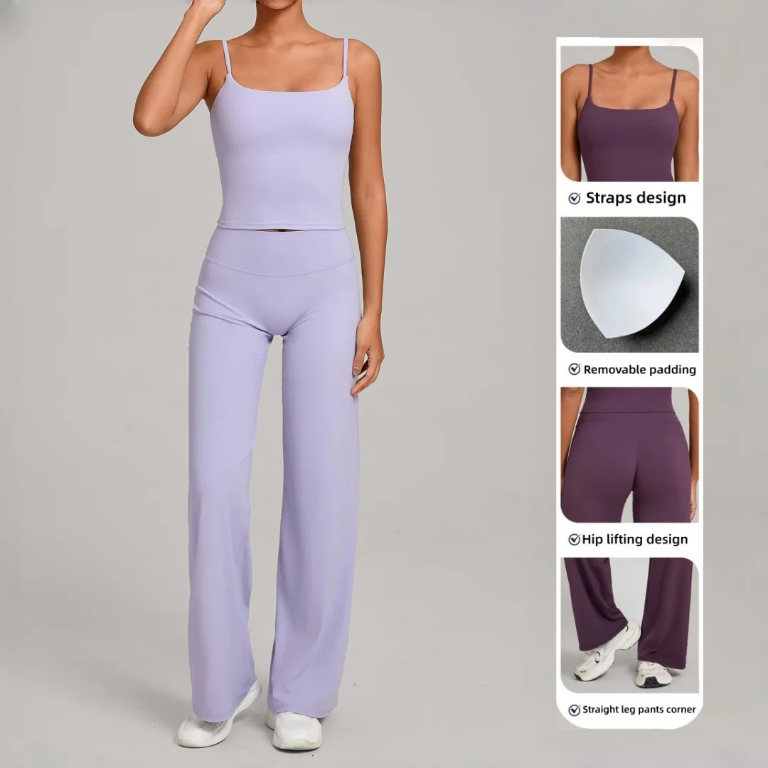 

High Waist Peach Hip Yoga Set Fitness Tight Shockproof Vest Outfit Outdoor Running Sports Casual Workout Clothes Gym Sportswear