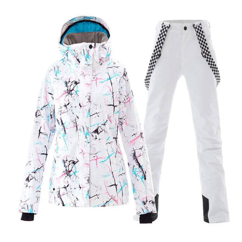 SMN Waterproof Snow Suit for Women, Ski Sets, Jacket and Strap Pants, Snowboard Clothing, Outdoor Costumes, Winter, Girl's