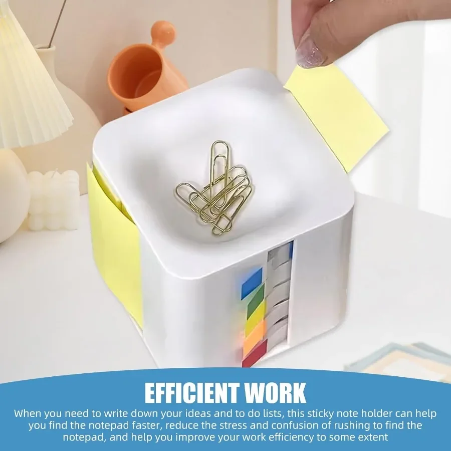 5in1 Sticky Note Dispenser and Holder with Pop Up Notes Transparent Tabs Magnetic Paper Clip Holder Roll Sticky Notes Multifunc