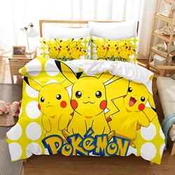 Pokémon Bedding Set 3D Children'S Bedding Set 3-Piece 1 Quilt Duvet Cover King Size Twin Covers Children Printed 100% Polyester
