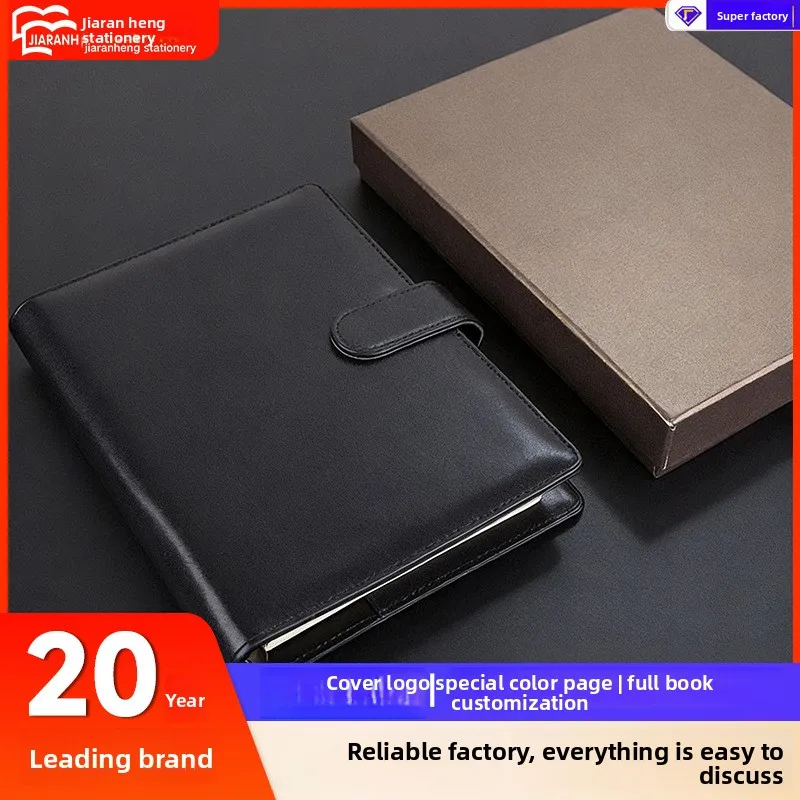 Genuine Leather Loose Leaf Notebook with Gift Box, A5 A6 B5 Refillable Business Journal, 100g Lined Paper Hardcover Binder