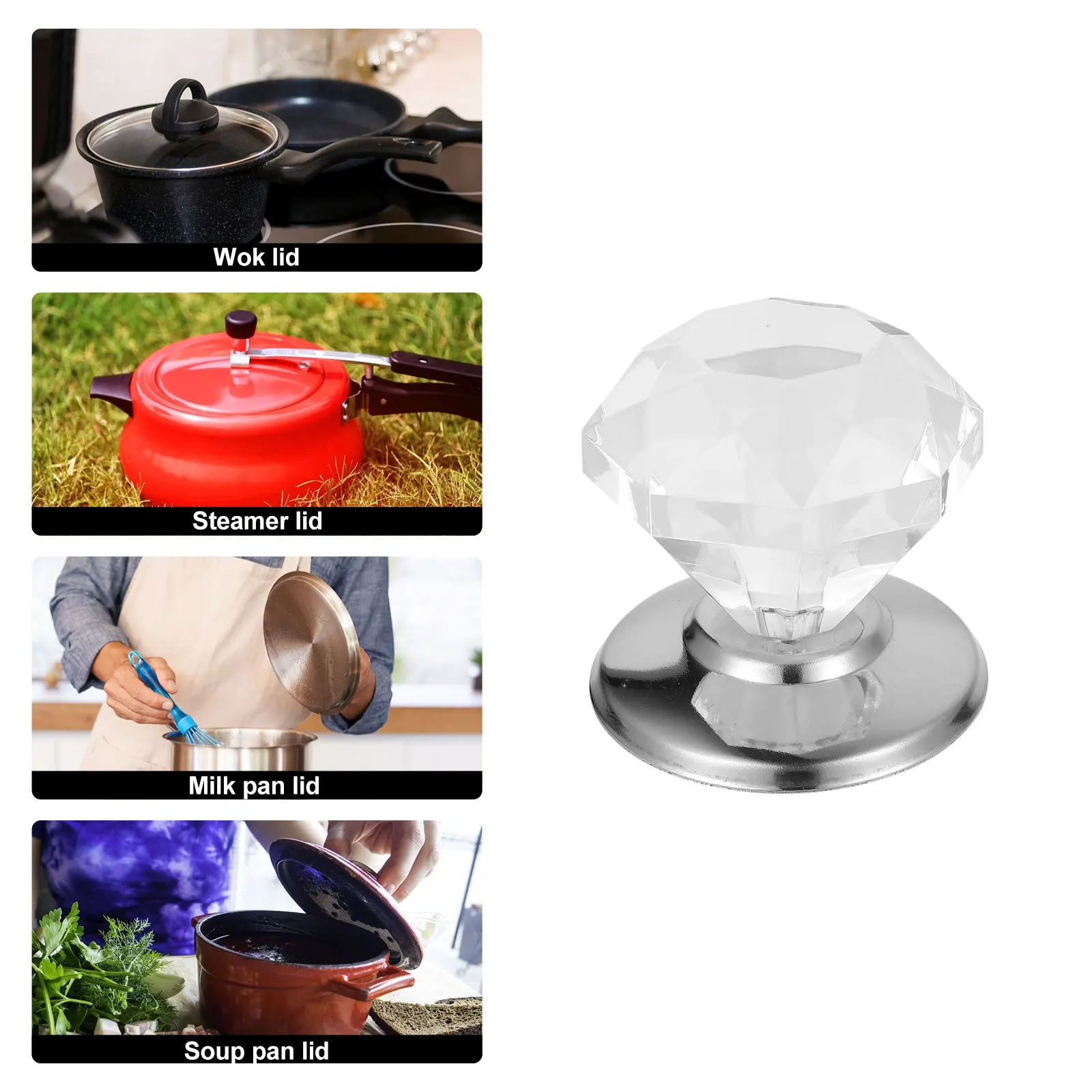 

4pcs Pot Lid Handles Heat Resistant Replacement Comfortable Grip Kitchen Gadget Pan Cover Knob Assorted Color Cookware