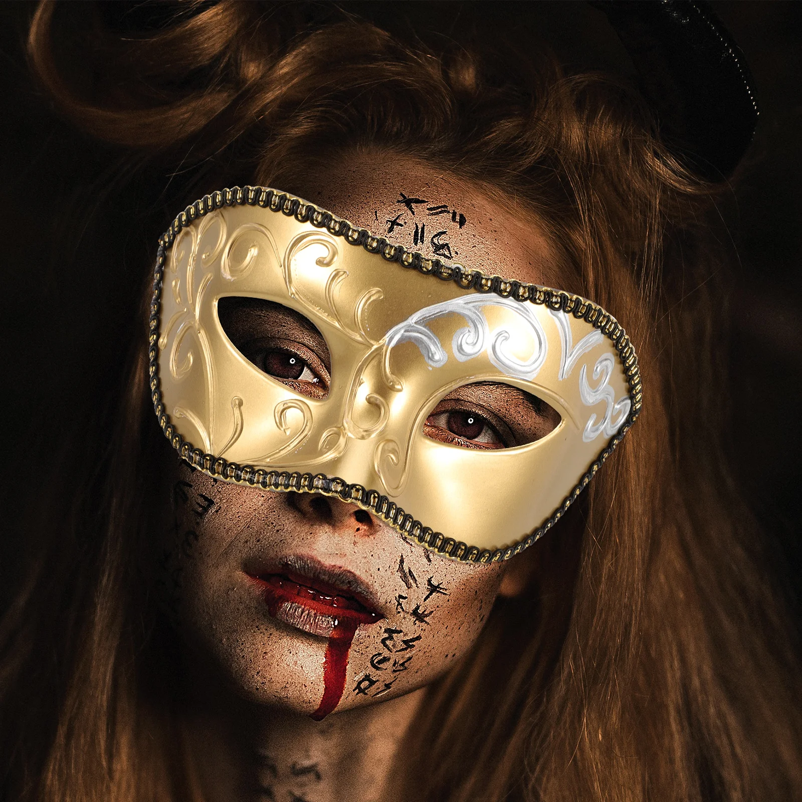 

Half Face Mask For Men Festival Masquerade Party Cosplay Halloween Dancing Prop Lightweight Comfortable Rope Design