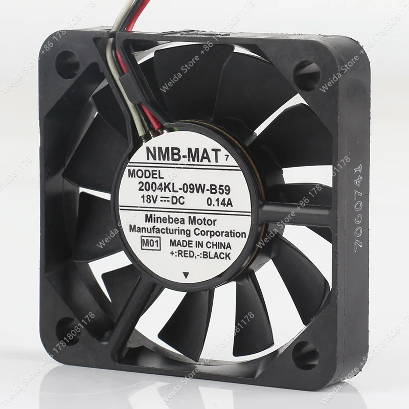 New original 3-pin NMB 2004KL-09W-B59 18VDC 0.14A 5CM 50X50X10MM 5010 3-wire cooling fan