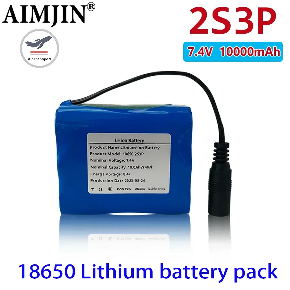 

7.4V 18650 lithium battery pack 2S3P 10AH emergency DIY fishing LED light Bluetooth speaker 7.4V lithium-ion battery