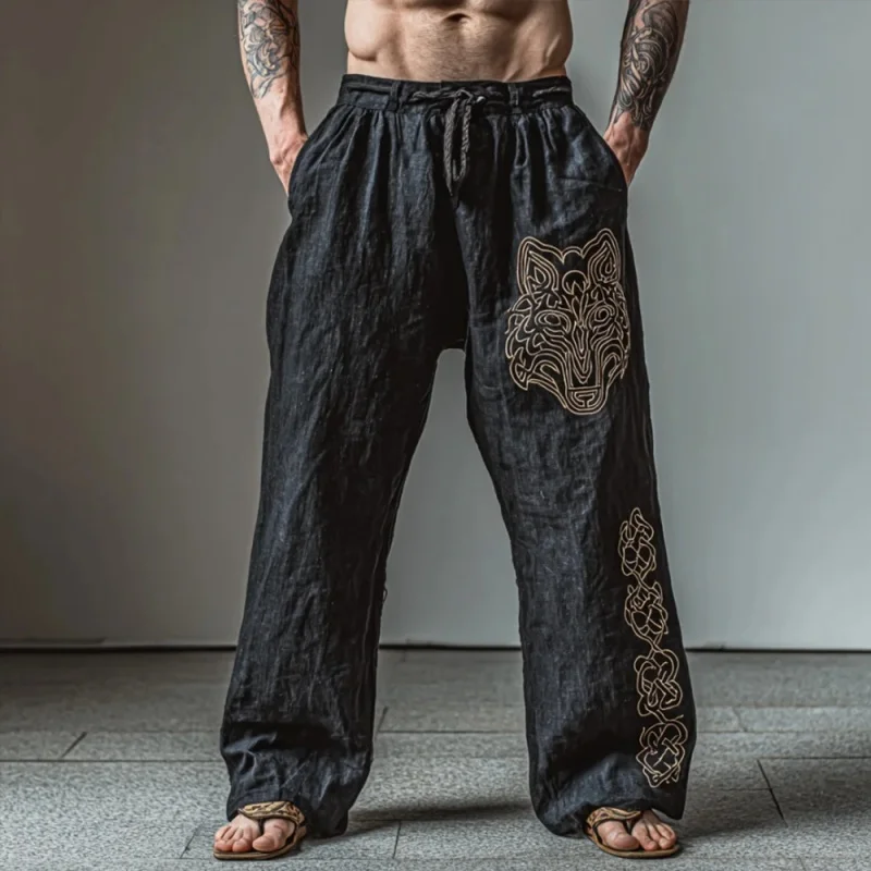

Men's Viking Retro Norse Mythology Celtic Knot & Wise Wolf 3D Printed Autumn Casual Straight Leg Beach Pants. Sizes S-5XL