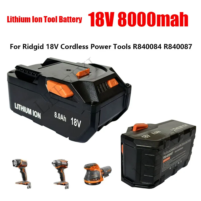 

For AEG 18V Battery 8.0AH Lithium-Ion Battery For RIDGID R840087 R840085 L1815R L1850R L1830R R840083 Series Cordless Power Tool