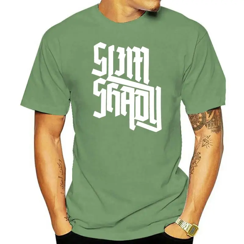 Eminem T Shirt Slim Shady Letter Script Logo Mens Black