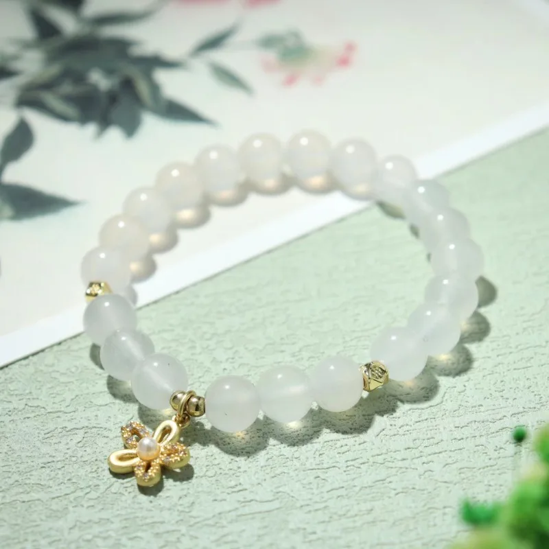 

Golden Silk Jade with Ancient Cherry Blossom Bracelet Light Luxury Ice Women's Models