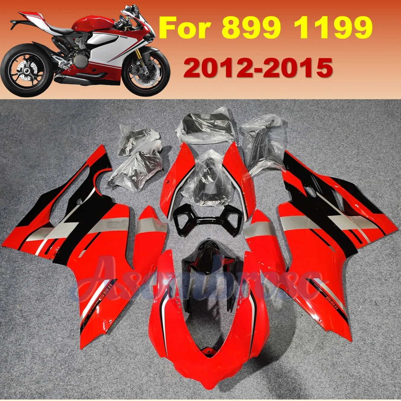 

For Ducati 899 1199 Panigale ABS Fairing Kit 2012 2013 2014 2015 Motorcycle Accessories Plastic Body Shell | Red Black