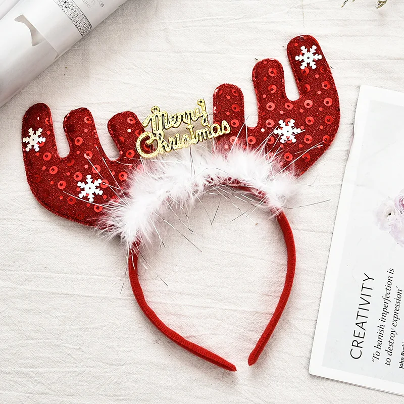 Diadema de Navidad con orejas de elfo de Papá Noel para niña y mujer, diadema clásica de Reno para fiesta de Navidad, accesorios para bebés, A1140