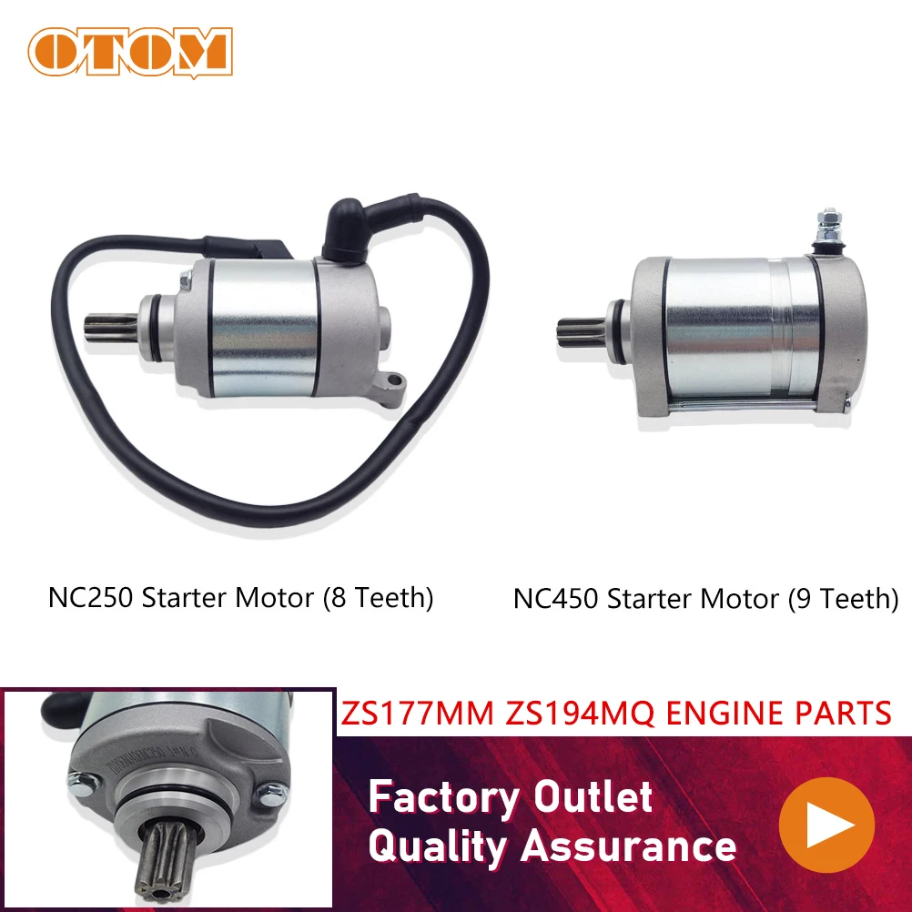 OTOM Motorcycle Starter Motor 8/9 Teeth For ZONGSHEN NC250 NC450 ZS177MM ZS194MQ Electric Starting Engine Parts KAYO BSE AVANTIS