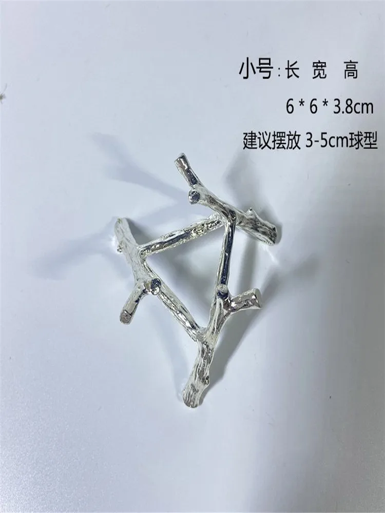 Natural crystal metal tripod mineral ball display stand