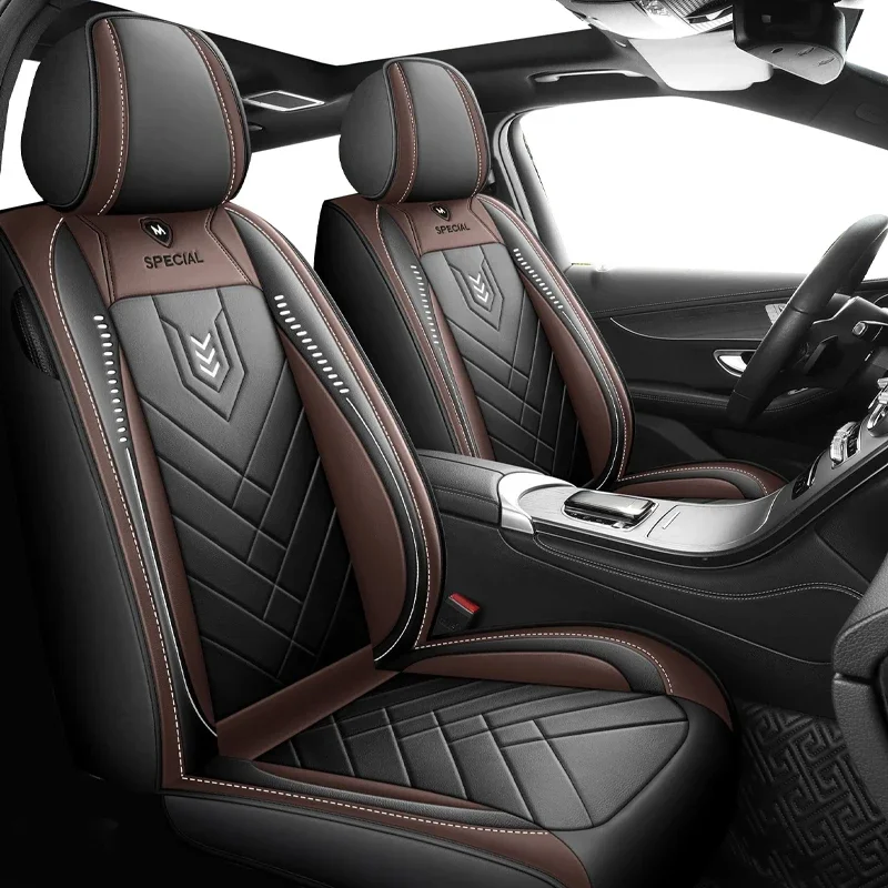 قطعة واحدة من غطاء المقعد الشامل، وسادة مقعد السيارة الجلدية الكاملة، غطاء مقعد السائق، غطاء مقعد الركاب، وسادة عالمية لجميع المواسم #5