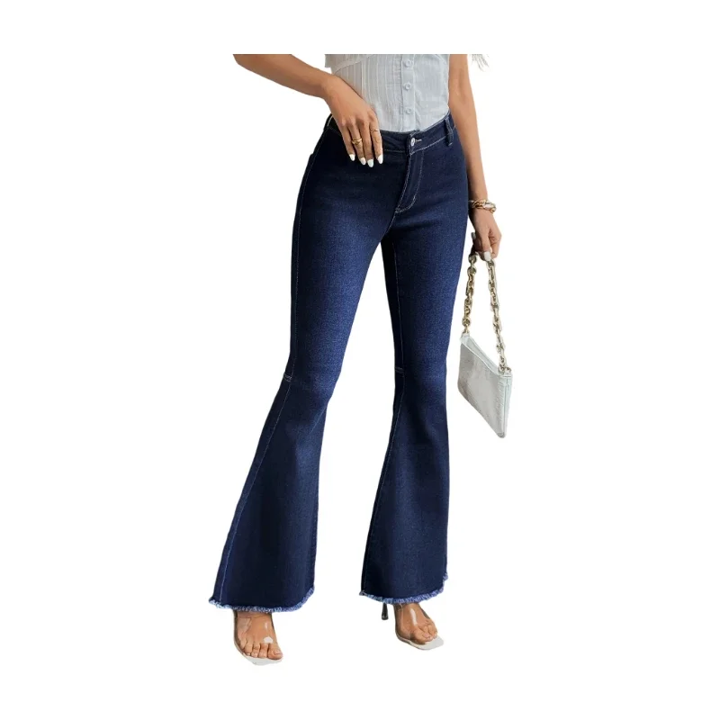 Trendy Women's Flared Denim Pants High Stretch Skinny Jeans Elegant Casual Women's Clothing