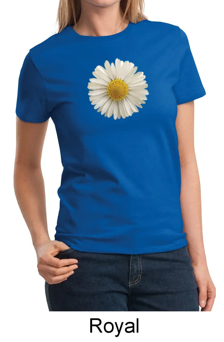 Ladies White Flower Daisy T Shirt Lpc61