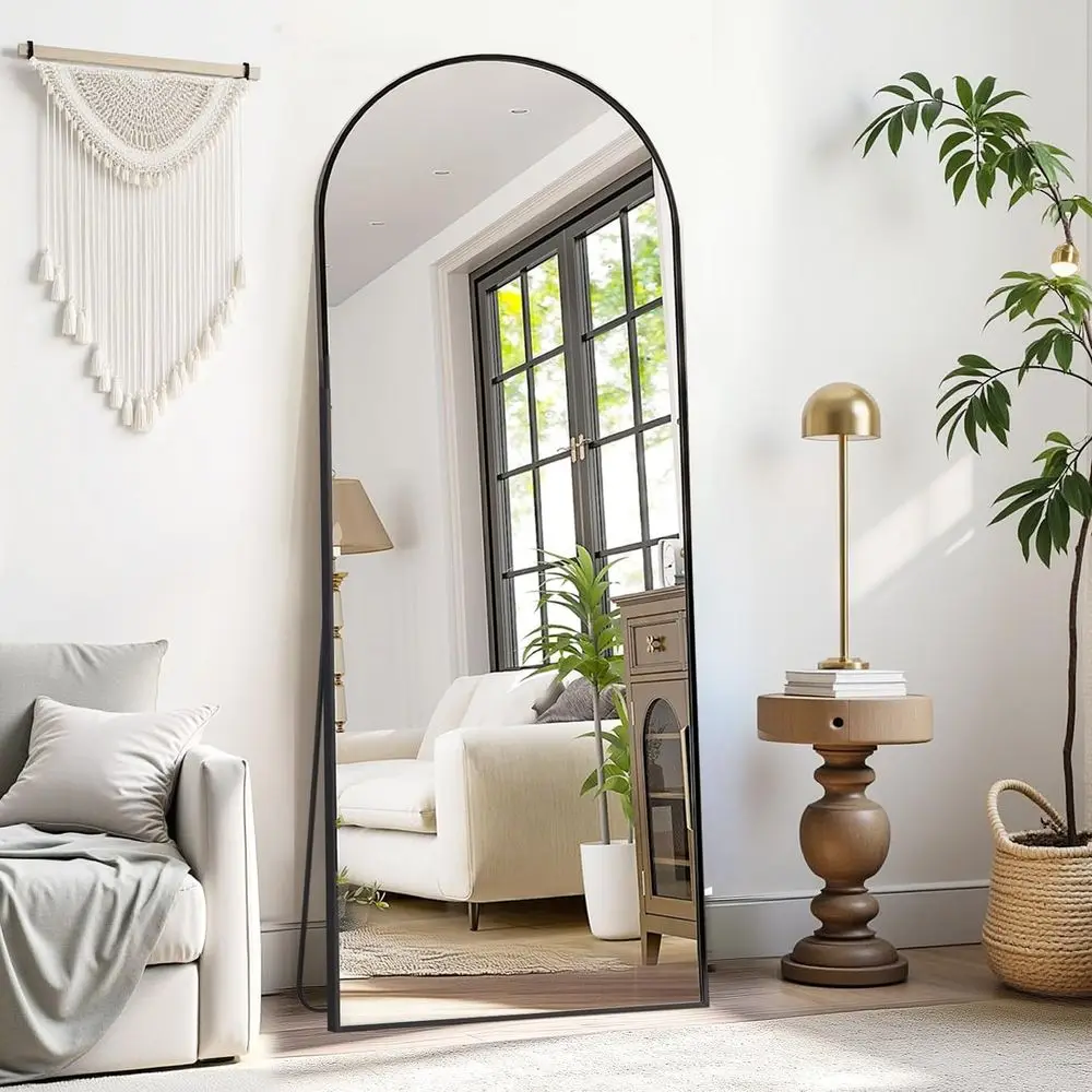 

Arched Floor Mirror, 56x20, Freestanding or Wall-Mounted, Ideal for Living Rooms, Entrances, Corridors, and Bathrooms (Black)