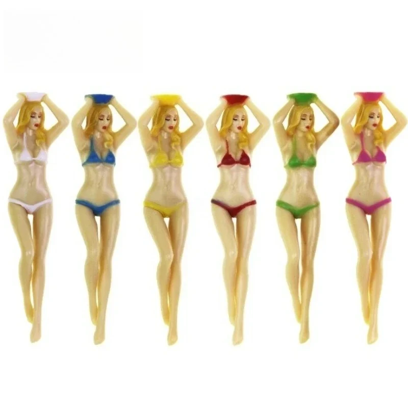 6pcs Golf Tees Beautiful Women Bikini Models Ball Seat Plastic Body Ball Studs TX006