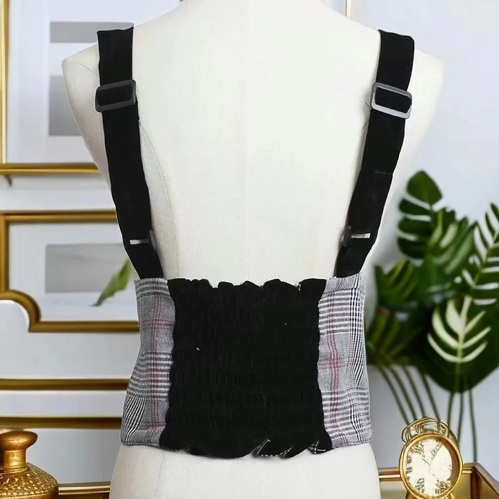 

Adjustable waist straps for women new style brushed woolen plaid polyester camisole with inner shirt new sanded plaid vest